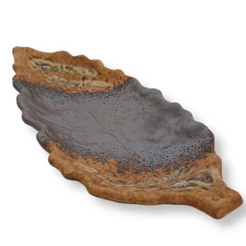BANKO WARE RUSTIC LEAF-SHAPED APPETIZER PLATE