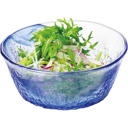 JAPANESE HANDMADE GLASS BLUE SMALL BOWL SET OF 5