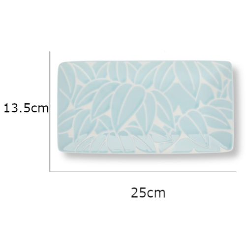 HASAMI WARE BLUE BAMBOO PATTERN LONG SQUARE PLATE