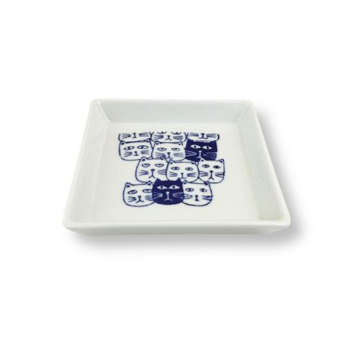 HASAMI WARE JAPANESE NEKO CAT PATTERN SQUARE PLATE SET