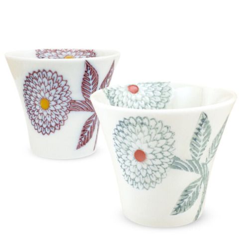 HASAMI WARE DAHLIA TEACUPS SET OF 3