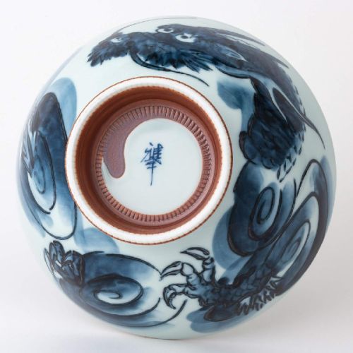 HASAMI WARE DRAGON PATTERN LARGE RICE BOWL