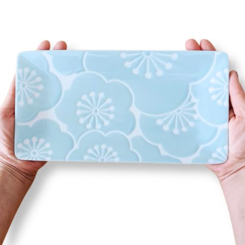 HASAMI WARE HAFURI UME PLUM RECTANGULAR PLATE