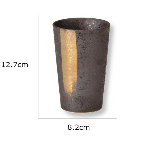 HASAMI WARE KEYPO BLACK GOLD SILVER CERAMIC BEER CUP