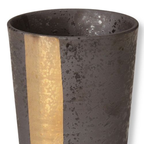 HASAMI WARE KEYPO BLACK GOLD SILVER CERAMIC BEER CUP