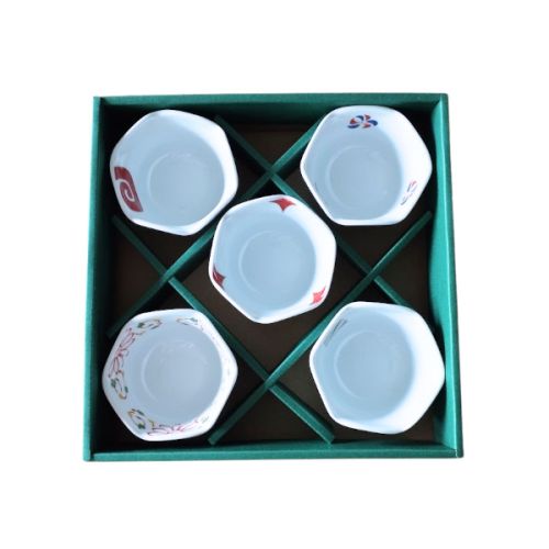 HASAMI WARE RED PAINTING SMALL BOWL SET OF 5