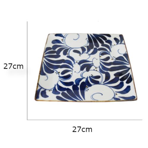 HASAMI WARE SAIKAI POTTERY KARAKUSA SQUARE PLATE 27CM