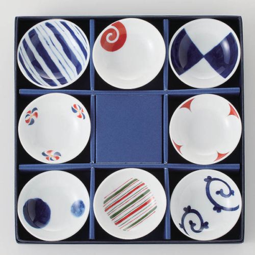HASAMI WARE SMALL PLATES 8 PATTERN SET WITH BOX