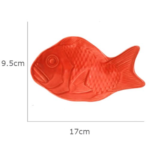 HASAMIYAKI SEA BREAM MOTIF RED AND WHITE PLATE SET