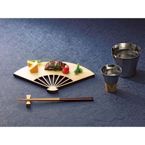 JAPANESE CYPRESS SENSU-STYLE PLATE