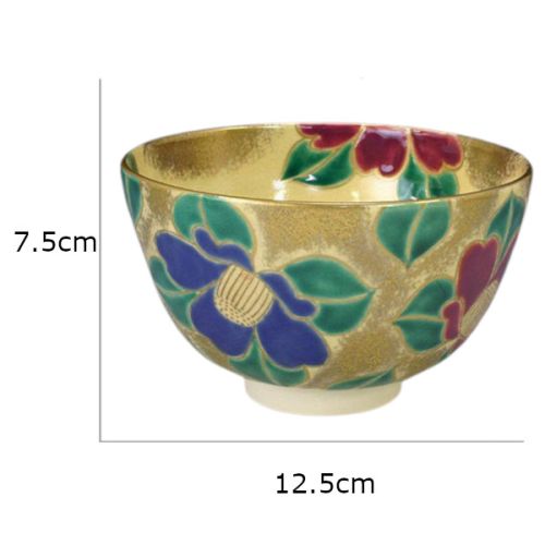 KIYOMIZU WARE CAMELLIA PATTERN MATCHA BOWL