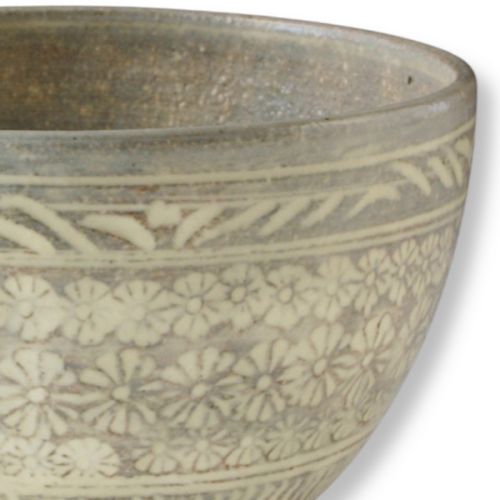 KIYOMIZU WARE MISHIMA FLOWER PATTERN MATCHA BOWL