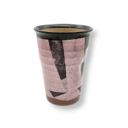 KUTANI WARE BEER CUP SILVER BLUE/PINK PAIR SET