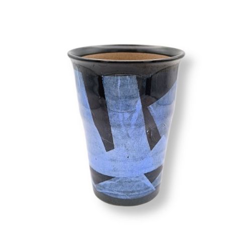 KUTANI WARE BEER CUP SILVER BLUE/PINK PAIR SET