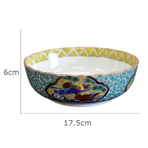KUTANI WARE BIRD MOTIF BOWL WITH BOX
