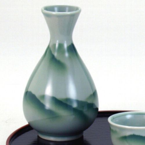 KUTANI WARE BLUE MOUNTAIN JAPANESE SAKE SET