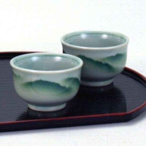 KUTANI WARE BLUE MOUNTAIN JAPANESE SAKE SET