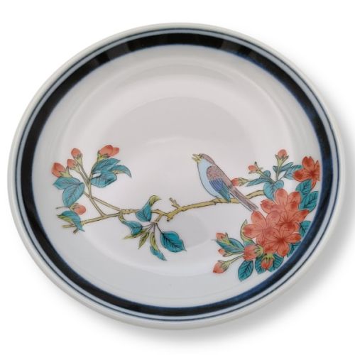 KUTANI WARE FLORAL AND BIRD MOTIF PORCELAIN SMALL PLATE SET OF 5