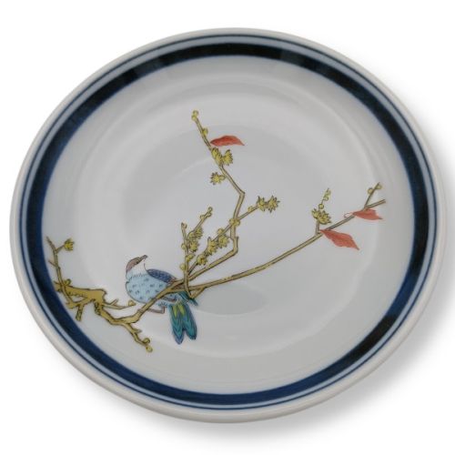 KUTANI WARE FLORAL AND BIRD MOTIF PORCELAIN SMALL PLATE SET OF 5