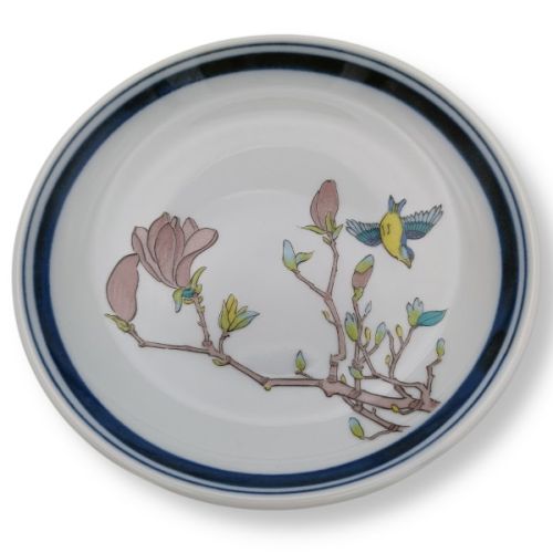 KUTANI WARE FLORAL AND BIRD MOTIF PORCELAIN SMALL PLATE SET OF 5