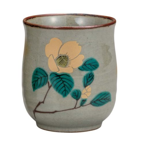 KUTANI WARE FLOWER MOTIF GOLD/SILVER PAIR TEACUP