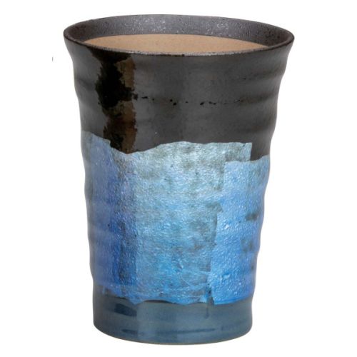 KUTANI WARE GIN-SAI SILVER GLAZE PAIR FREE CUPS