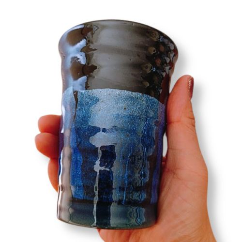 KUTANI WARE GIN-SAI SILVER GLAZE PAIR FREE CUPS
