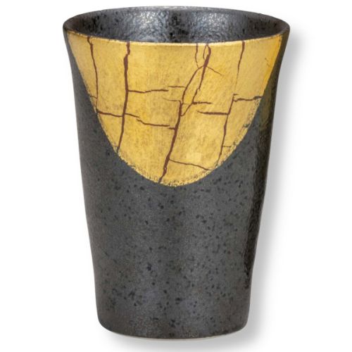 KUTANI WARE GOLD LEAF KINPAKU SAI PAIR CERAMIC BEER GLASSES