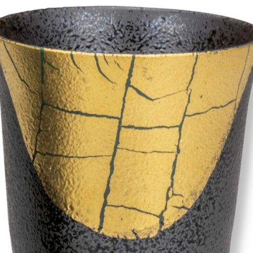 KUTANI WARE GOLD LEAF KINPAKU SAI PAIR CERAMIC BEER GLASSES