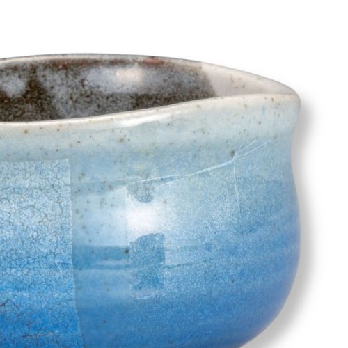 KUTANI WARE JAPANESE MATCHA BOWL GINSAI SILVER GLAZE