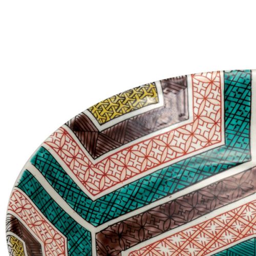 KUTANI WARE JAPANESE PORCELAIN BOWL STONE PAVEMENT ISIDATAMI 24CM