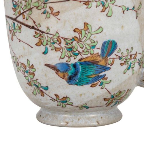 KUTANI WARE JAPANESE KAWASEMI KINGFISHER MUG