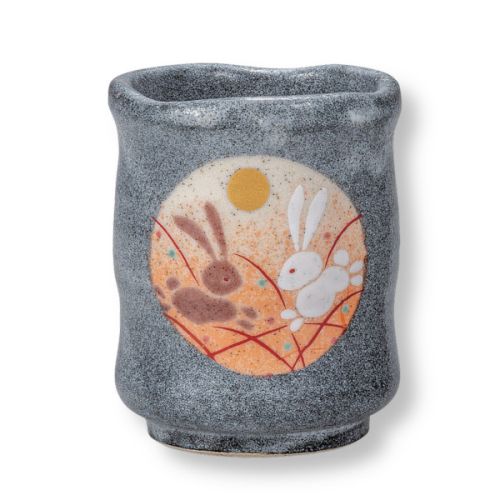KUTANI WARE MOON RABBIT YUNOMI JAPANESE TEA CUP SET OF 2