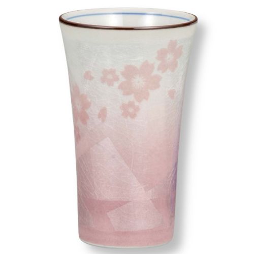 KUTANI WARE SILVER-GLAZED SAKURA PAIR OF FREE CUPS