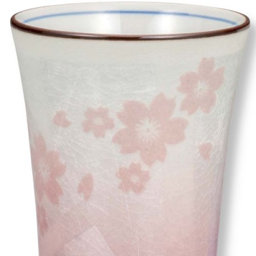 KUTANI WARE SILVER-GLAZED SAKURA PAIR OF FREE CUPS