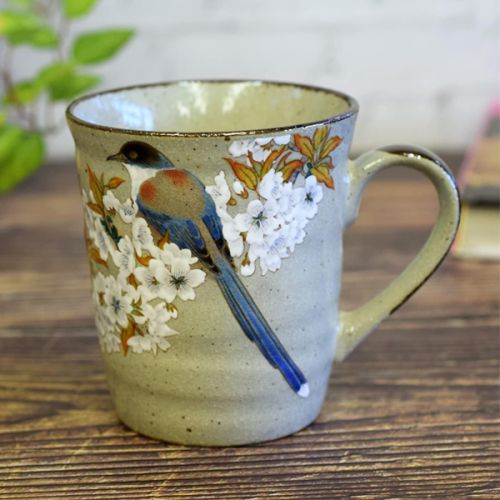KUTANIWARE BIRD CHERRYBLOSSOM MUG WITH GIFTBOX