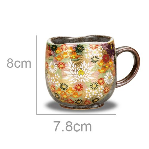 KUTANI WARE FLORAL MULTICOLOR MUG WITH BOX