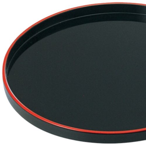 FUKUI CRAFT LACQUERWARE BLACK NON-SLIP ROUND OBON TRAY 27CM