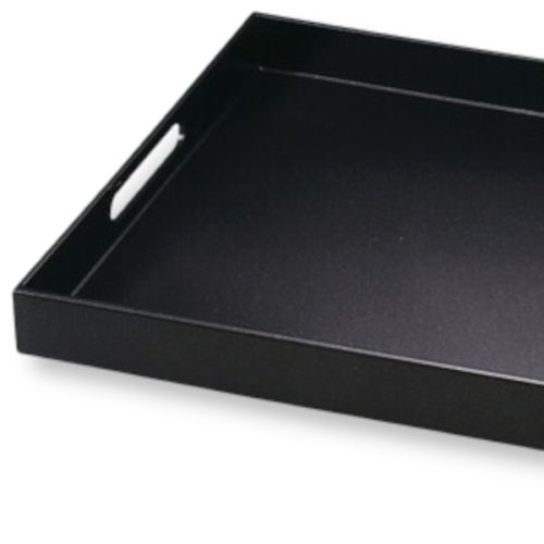 FUKUI CRAFT LACQUERWARE BLACK NON-SLIP SQUARE OBON TRAY 48CM