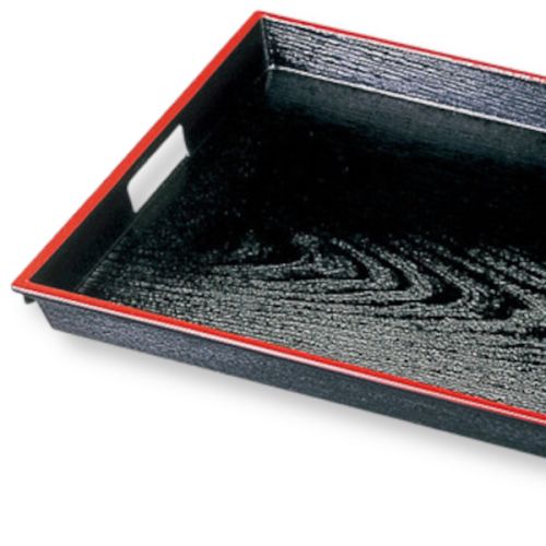 FUKUI CRAFT LACQUERWARE BLACK SQUARE OBON TRAY 45CM