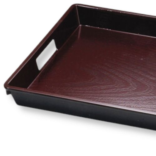 FUKUI CRAFT LACQUERWARE BROWN NON-SLIP SQUARE OBON TRAY 45CM
