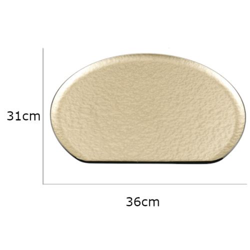 LACQUERWARE GOLD HALF-MOON SHAPED TRAY