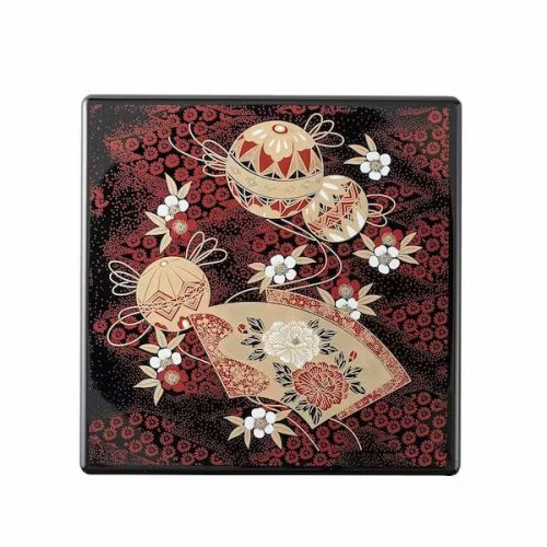 LACQUERWARE TEMARI PATTERN THREE-TIER OJU BOX