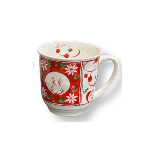 MINO WARE AKAE FLOWER RABBIT MUG SET OF 2