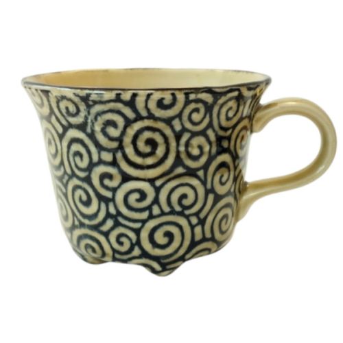 MINO WARE ARABESQUE PATTERN COFFEE CUP AND SAUCER