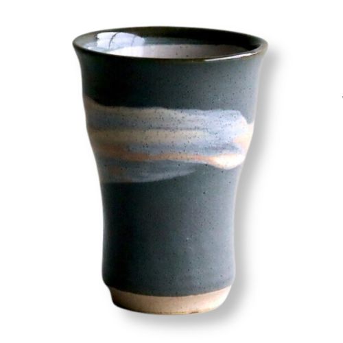 MINO WARE JAPANESE BEER CUP BLACK AND WHITE PAIR