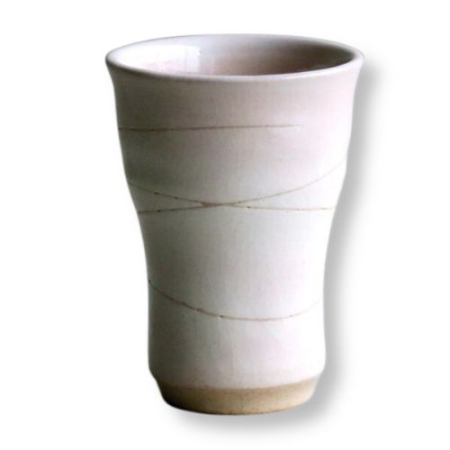 MINO WARE JAPANESE BEER CUP BLACK AND WHITE PAIR