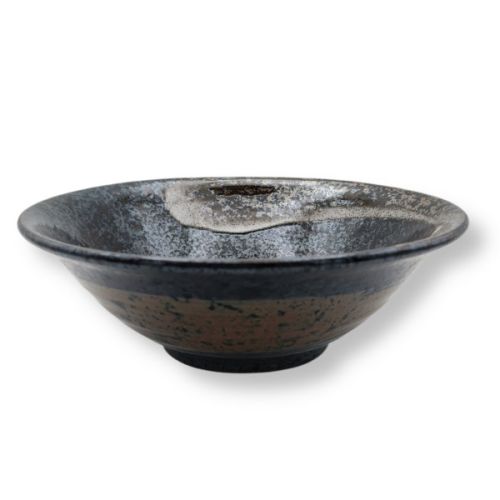 MINO WARE BLACK BRUSH STROKE JAPANESE BOWL MADE IN JAPAN