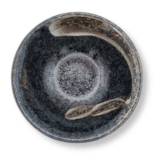 MINO WARE BLACK BRUSH STROKE JAPANESE BOWL MADE IN JAPAN