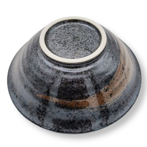 MINO WARE BLACK BRUSH STROKE JAPANESE BOWL MADE IN JAPAN